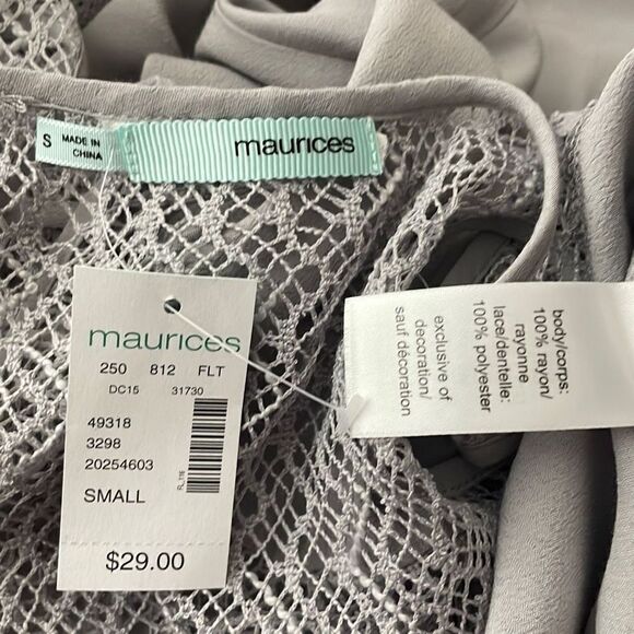 NEW $29 Boho Grey Embroidered Trim Shark Bite Long Line Tank Top sz S - Picture 4 of 10